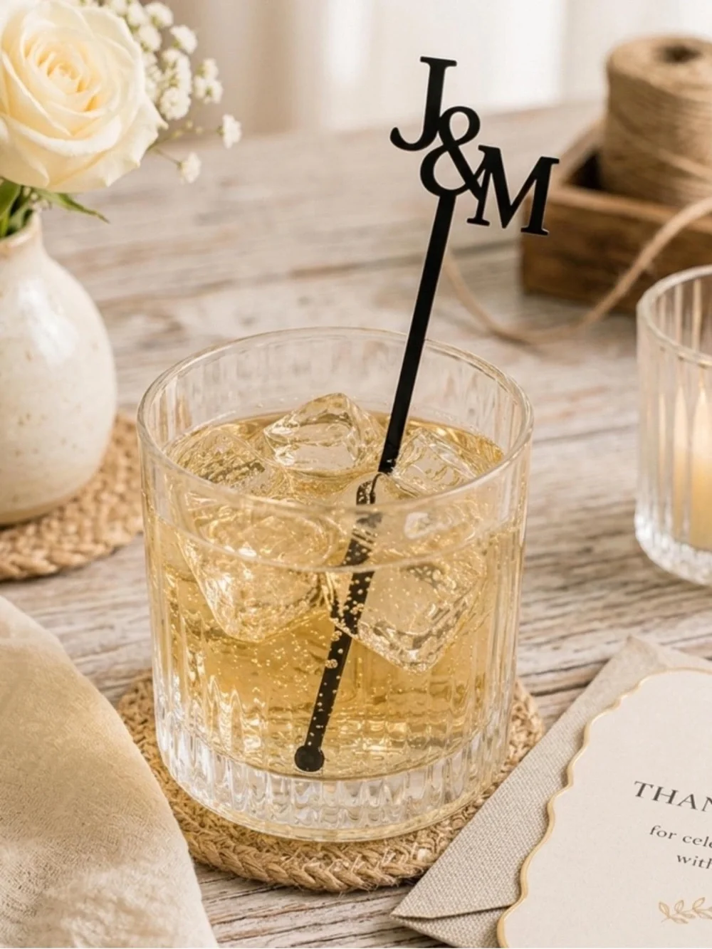 A&J Monogrammed Stir Stick - Black - Home Party Supplies